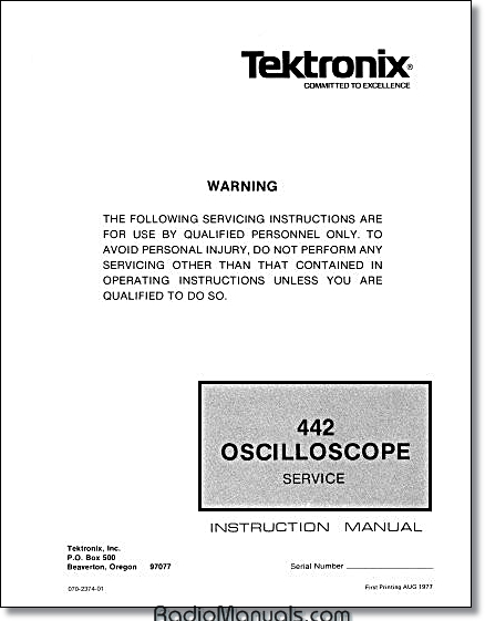 Tektronix 442 Service Manual Tektronix 442 Service Manual
